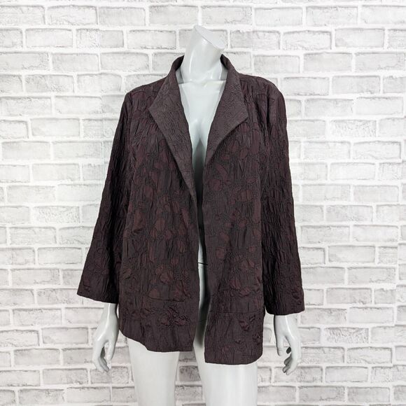 EILEEN FISHER Women's 100% Silk Textured Embroidered Blazer Jacket Plus size 1X - Picture 1 of 10